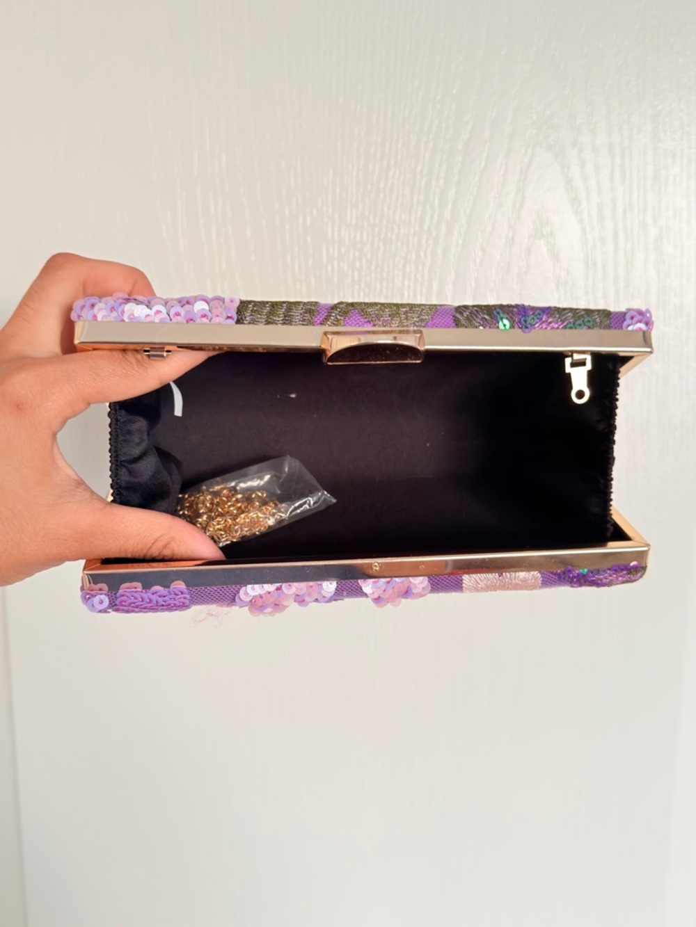 ASOS Purple Embroidered Sequin Floral Clutch - Picture 5 of 5